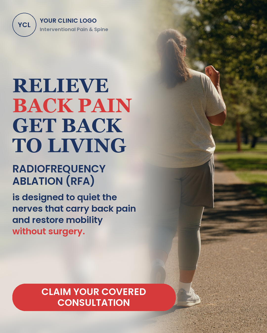 Static ad: relieve back pain, get back to living